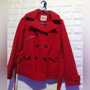 Red Double Breasted Belted Size Small